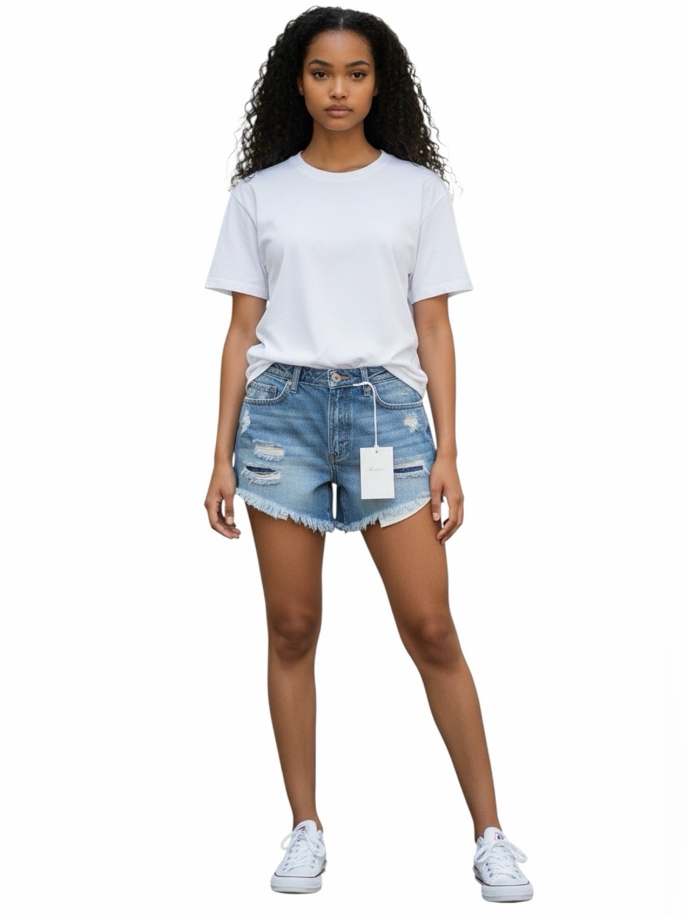 Kancan Distressed Raw Hem Frayed Wait Line Blue Jean Shorts Size 29 NEW